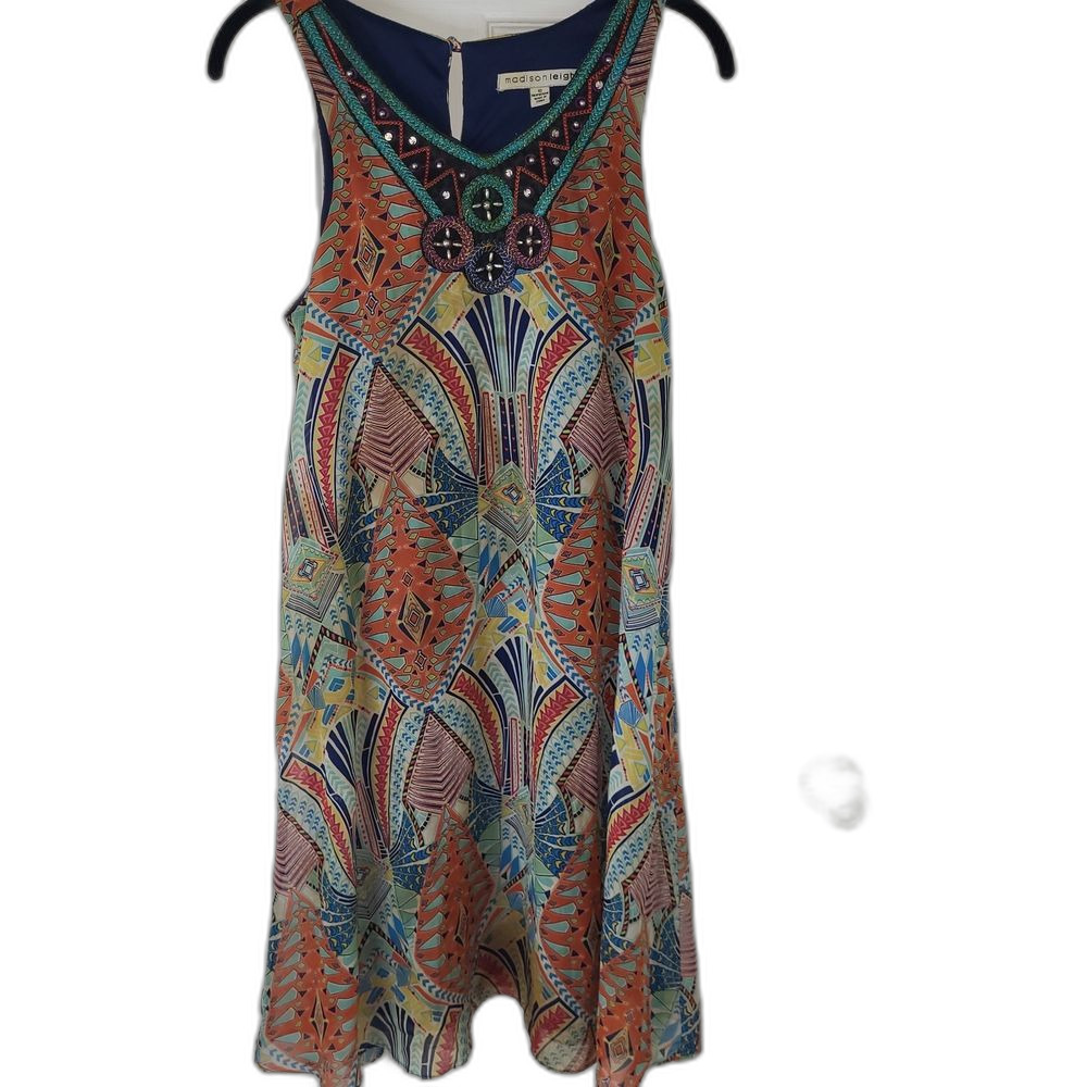 Madison Leigh Blue and Orange Halter Sundress